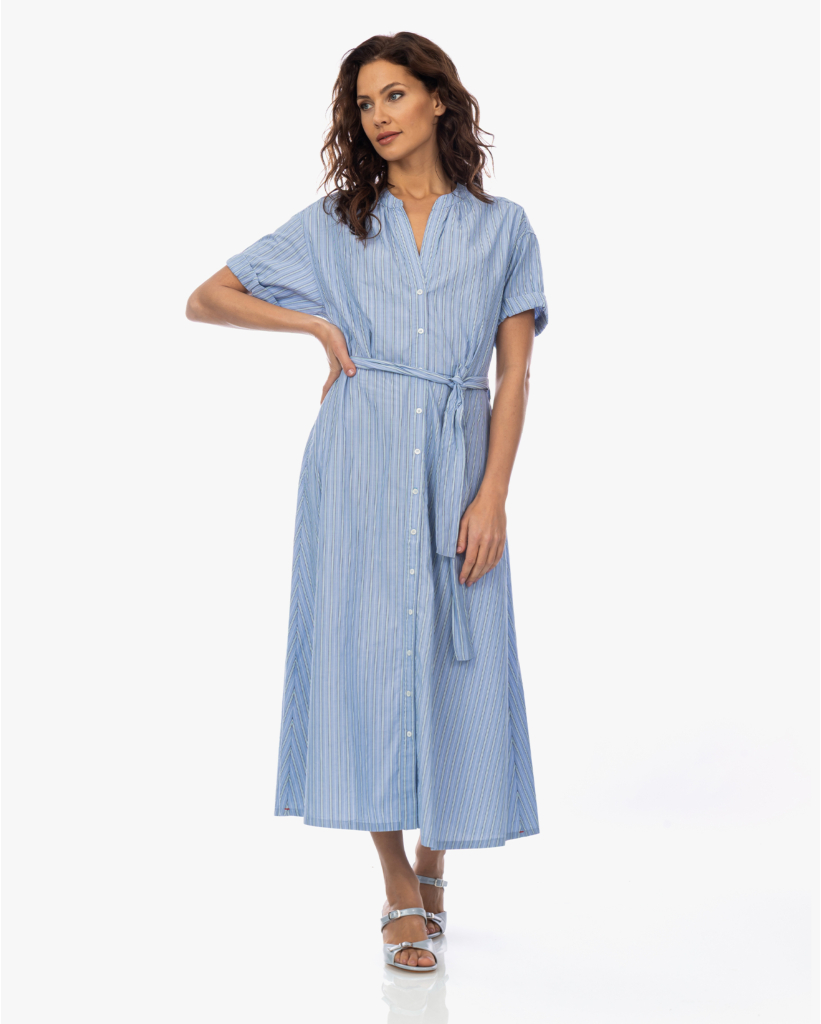 Liora Maxi Jurk Gestreept Licht Blauw