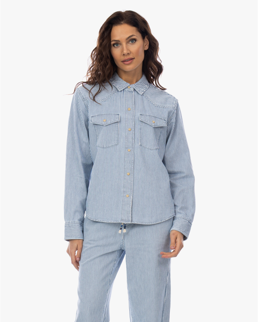 Byron Gestreepte Denim Blouse Railroad Blue