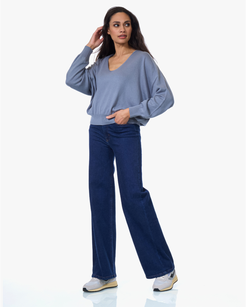 Risory Pullover Lange Mouwen en Ronde Hals Grijs Blauw