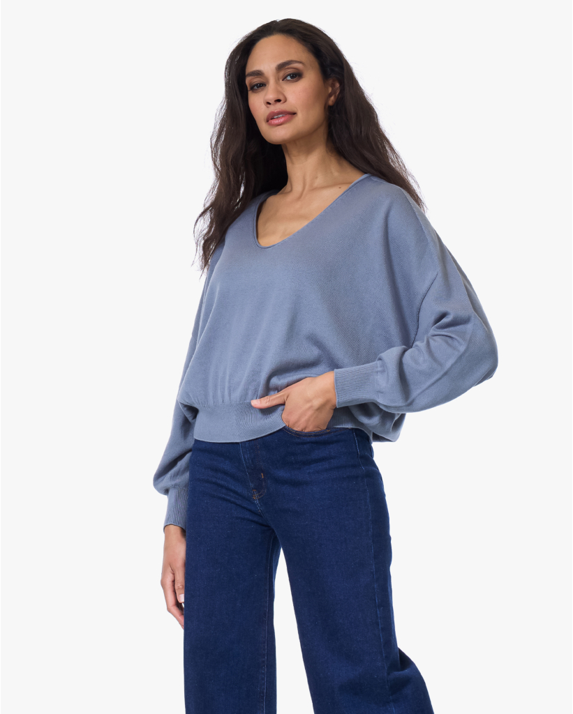 Risory Pullover Lange Mouwen en Ronde Hals Grijs Blauw