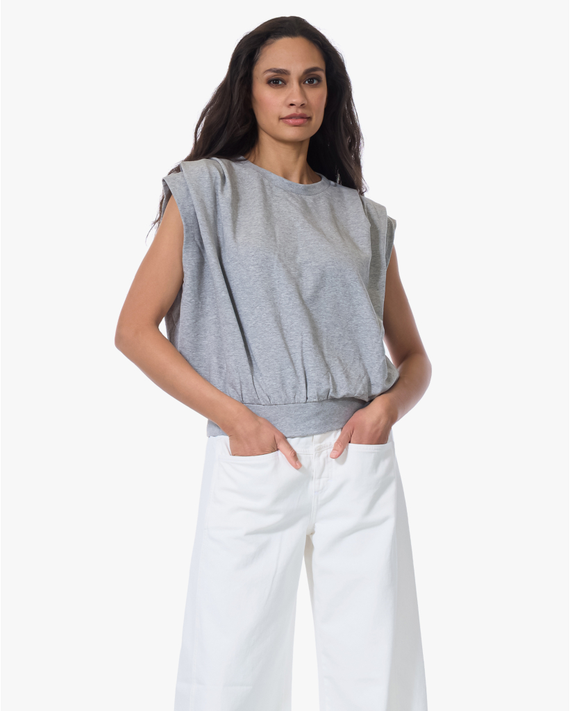 Calluna Gedrappeerd Mouwloos Sweatshirt Grijs