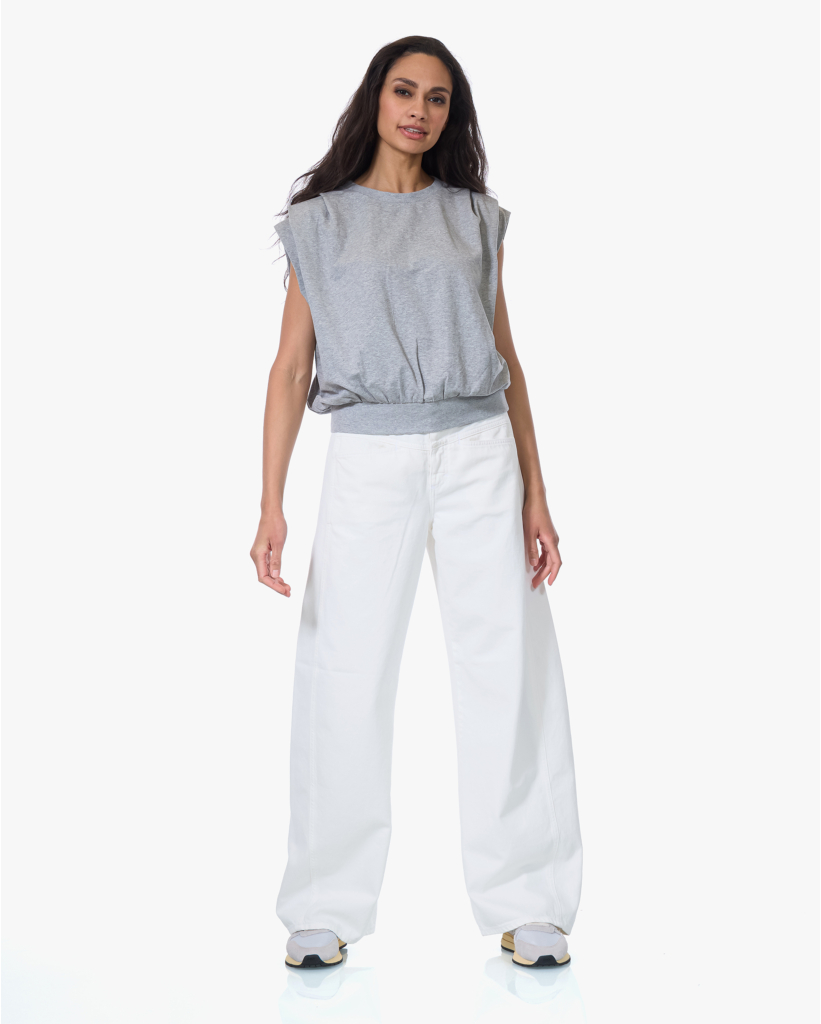 Calluna Gedrappeerd Mouwloos Sweatshirt Grijs