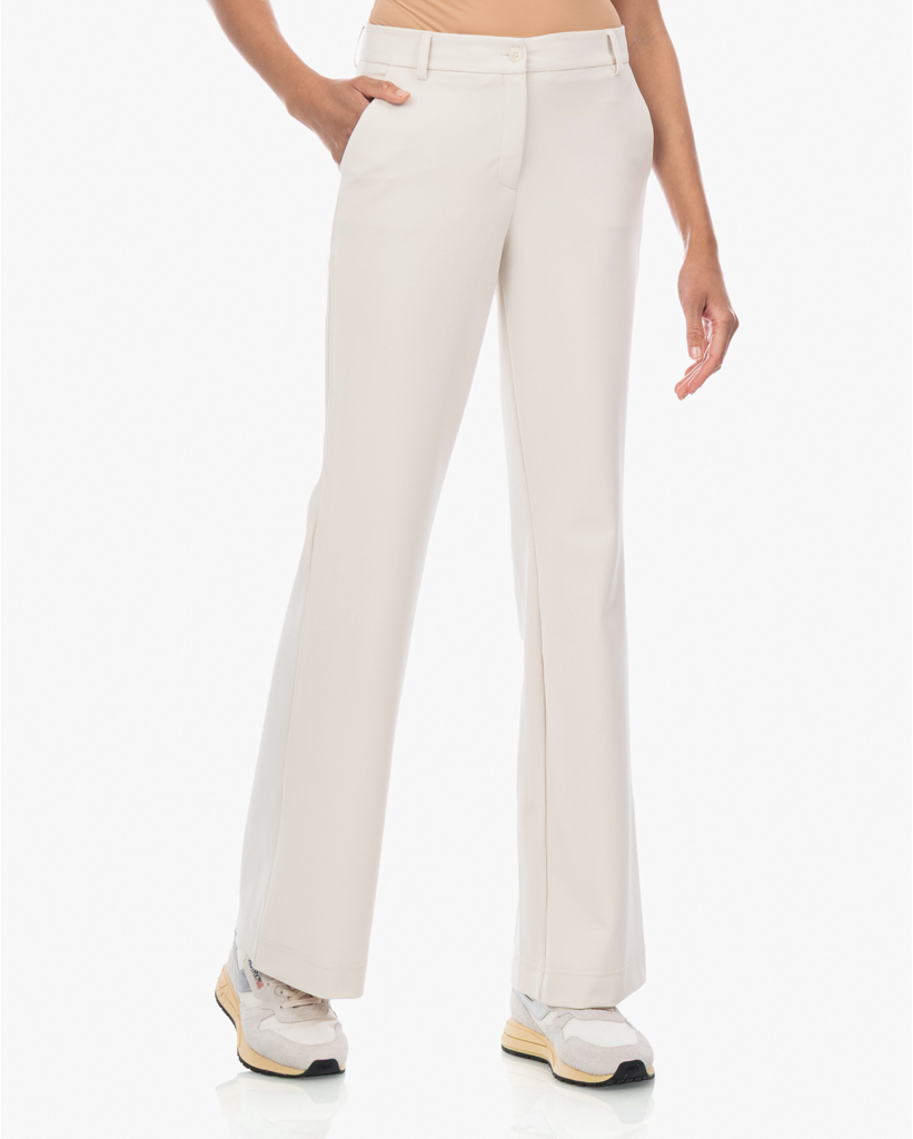 Bazy Bonded Flared Travel Jersey Pantalon Off-white