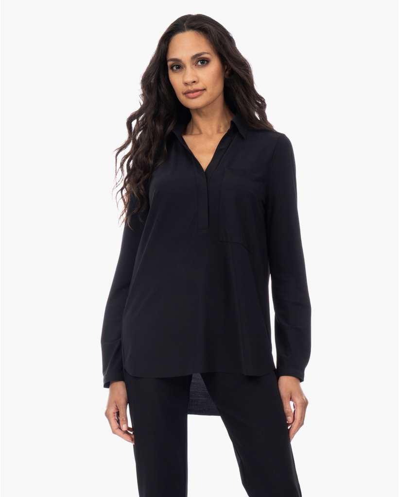 Kaemi Travel Jersey V-hals Blouse Zwart