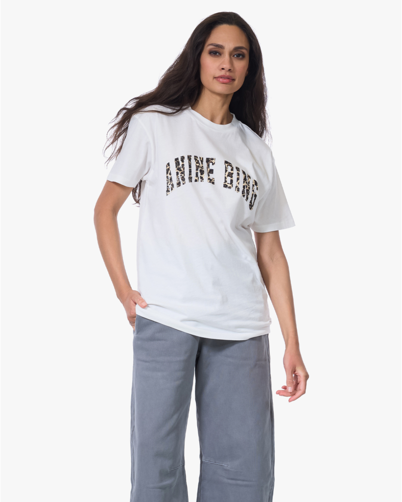 T-shirt met Leopard Print Logo Wit