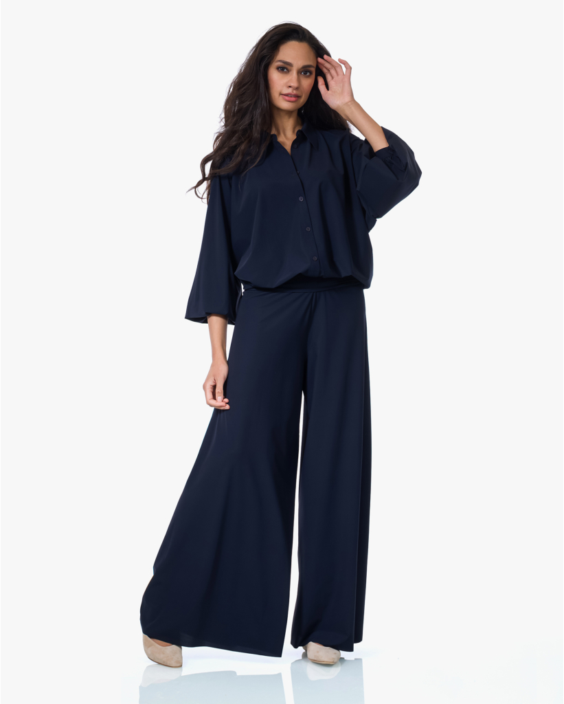 Kuzi Light Travel Wijde Pijpen Pantalon Zwartblauw