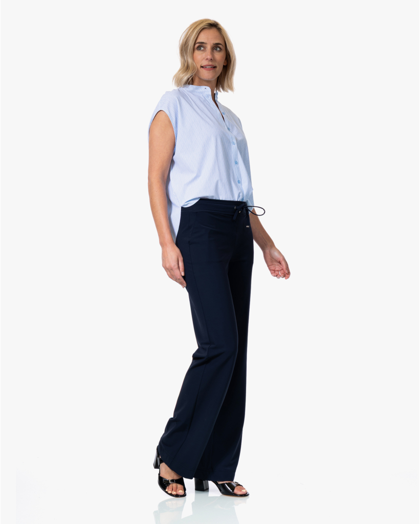 Tokiko Dessin Travel Blouse Cashmere Blue Stripe