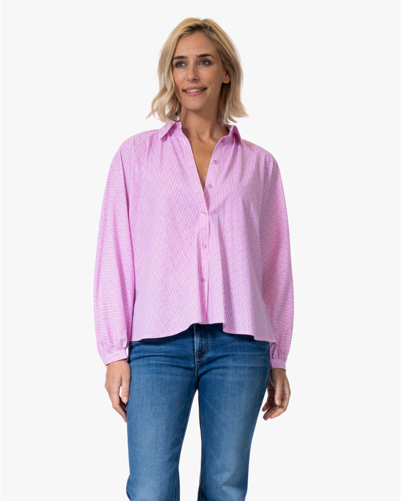 Iwai Dessin Travel Blouse Pink Lady Stripe