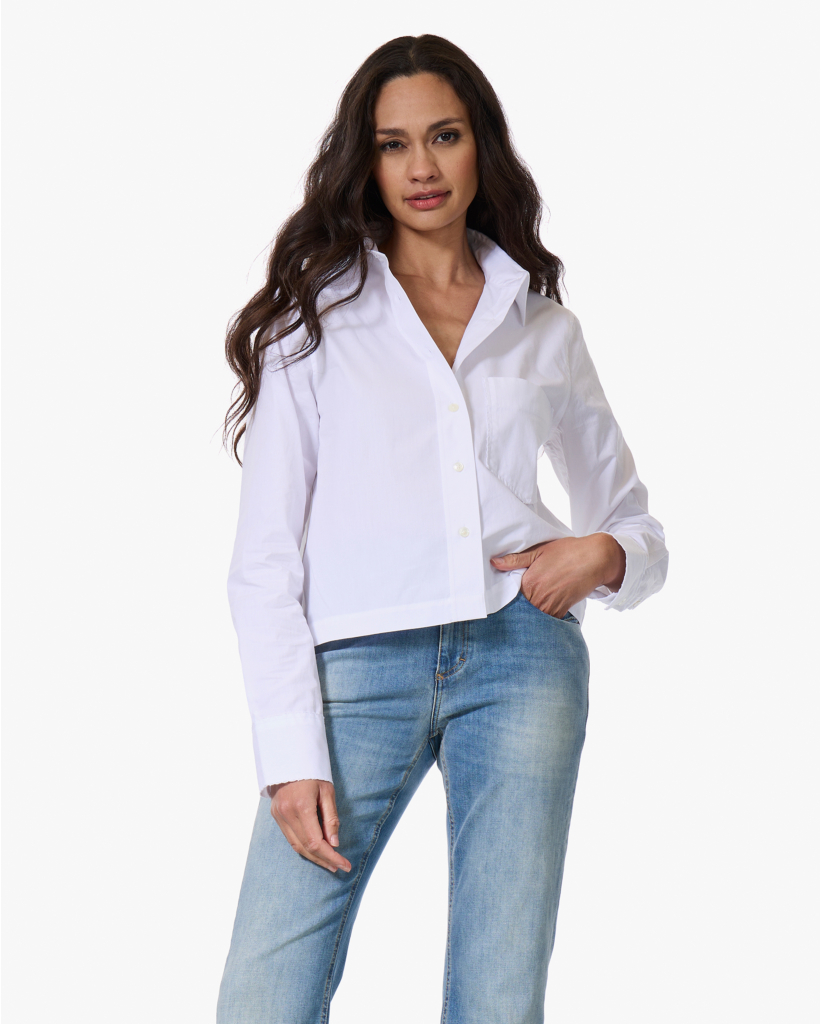 Cropped Overhemdblouse Wit