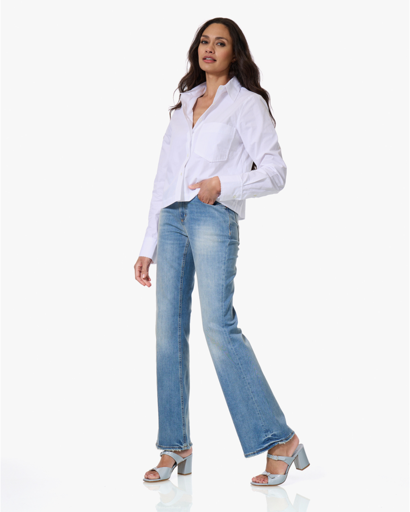 Cropped Overhemdblouse Wit