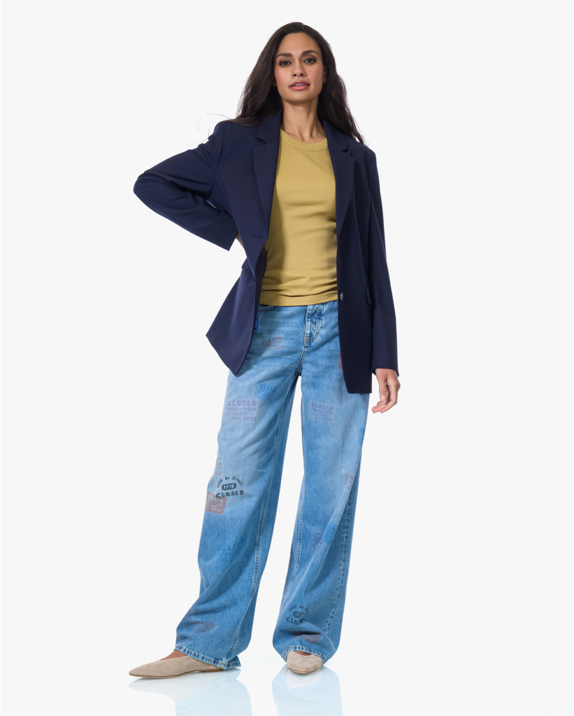 Straight Leg Jeans met Patches Blauw