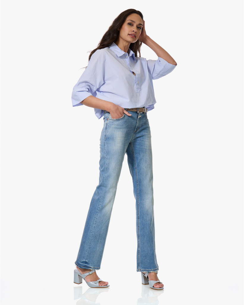 Jovanna Flared Stretch Jeans Stonewashed Blauw