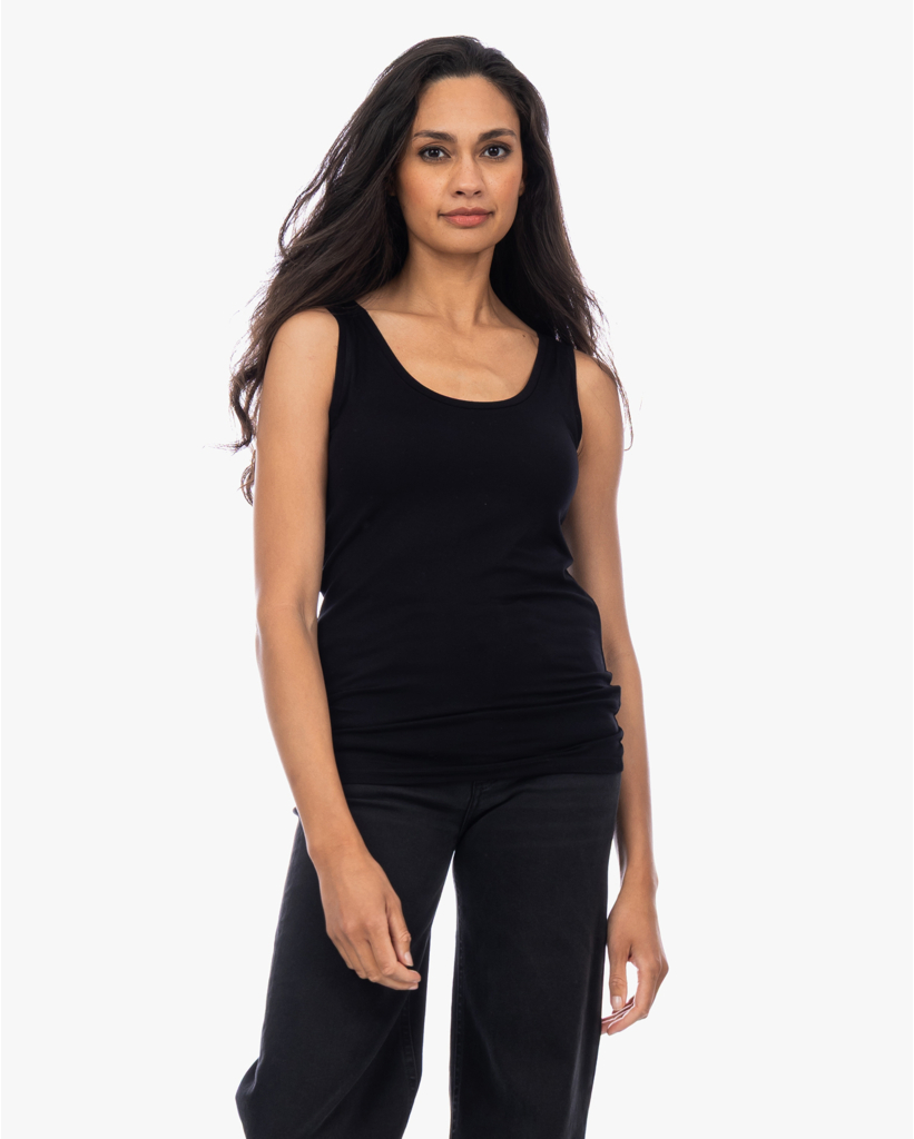 Soft Touch U-hals Top Zwart