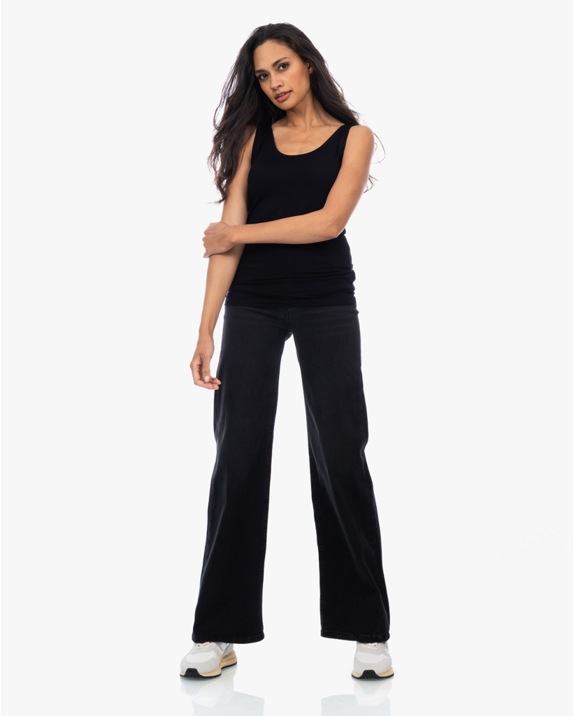 Soft Touch U-hals Top Zwart