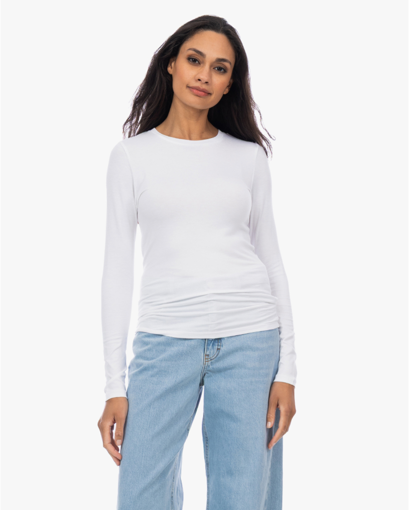 Soft Touch Ronde Hals Longsleeve Wit