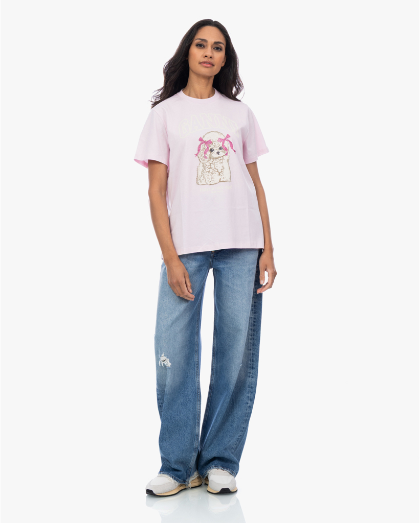 Poodle Print T-shirt Chalk Pink