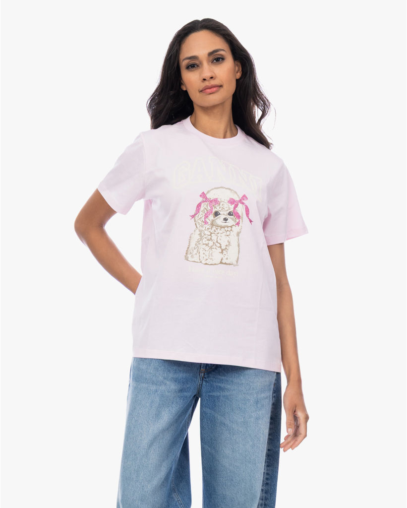 Poodle Print T-shirt Chalk Pink