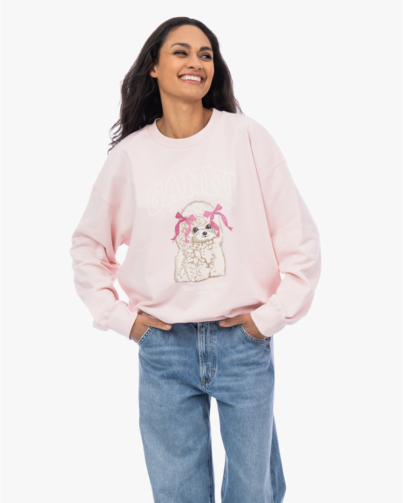 Poodle Print Sweater Chalk Pink
