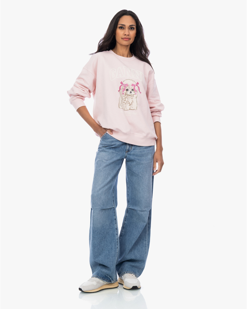 Poodle Print Sweater Chalk Pink