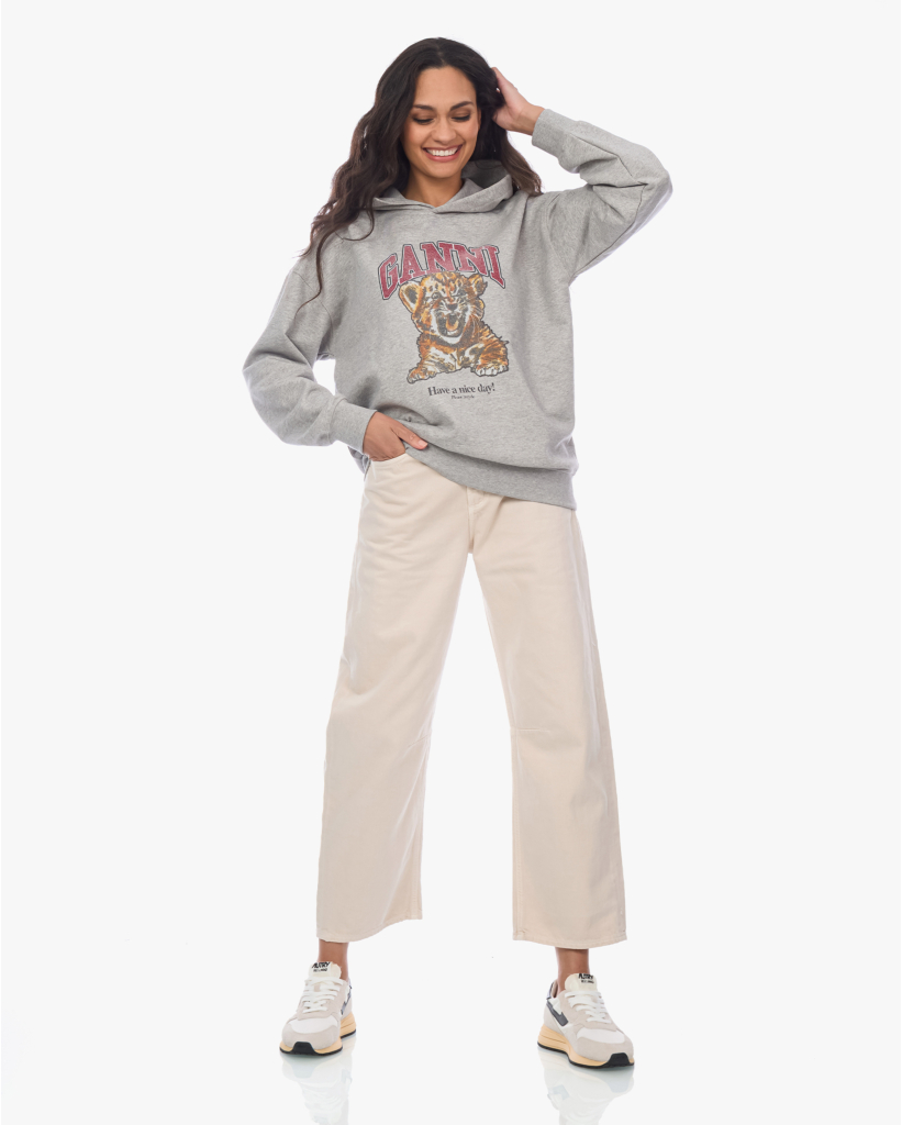 Beaded Tiger Graphic Hoodie Grijs