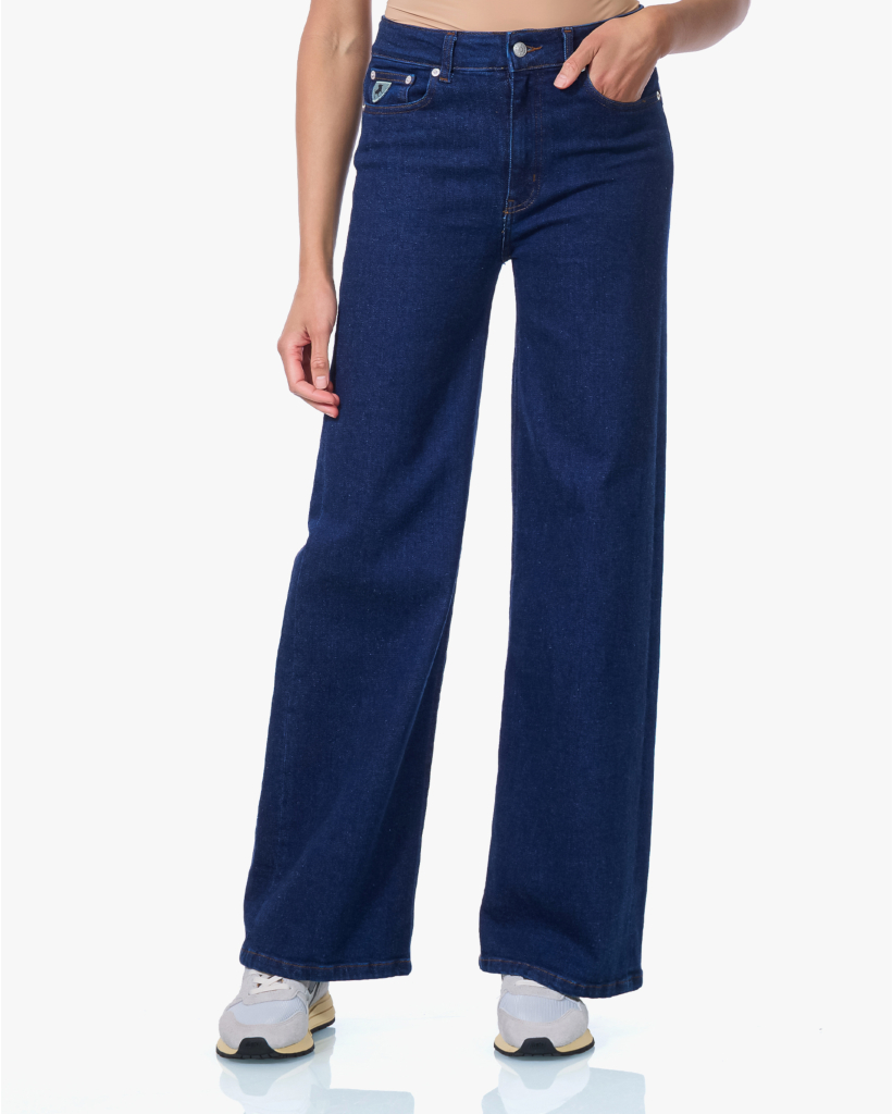 Palazzo Straight Leg Jeans Donker Blauw L32