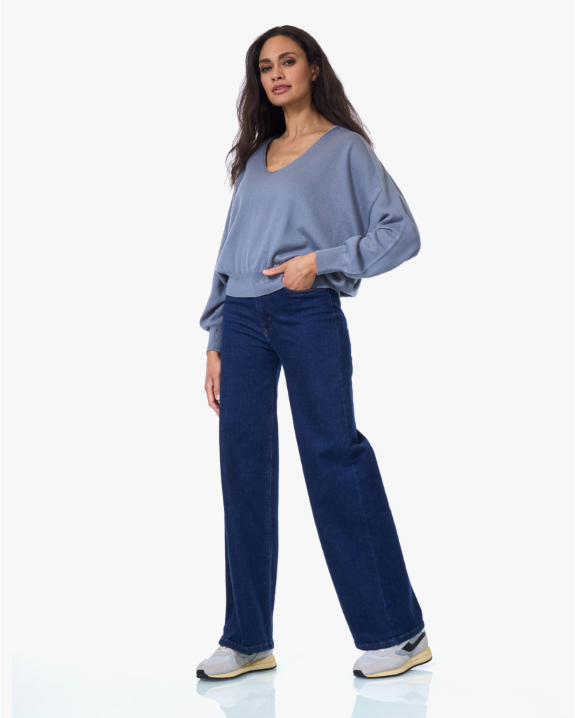 Palazzo Straight Leg Jeans Donker Blauw L32