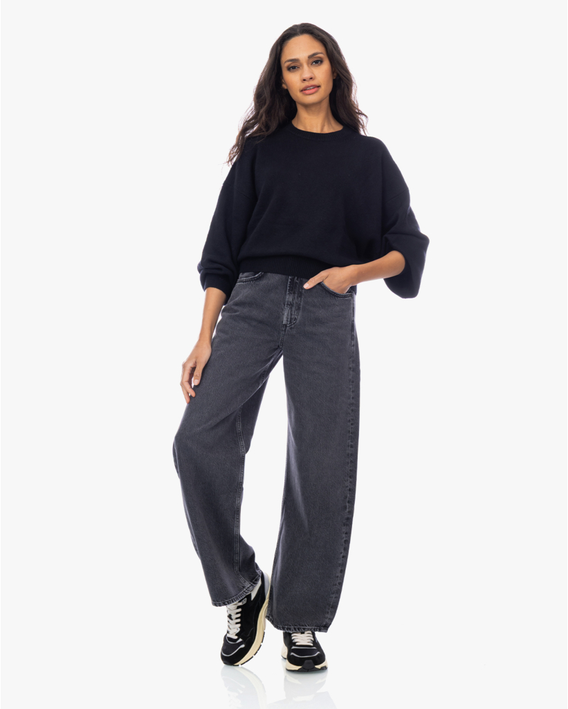 Veira Kasjmier Pullover Dropped Shoulder Trui Zwart