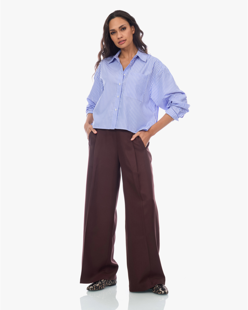 Nobody Gestreepte Blouse met Afneembare Sjaal Blauw