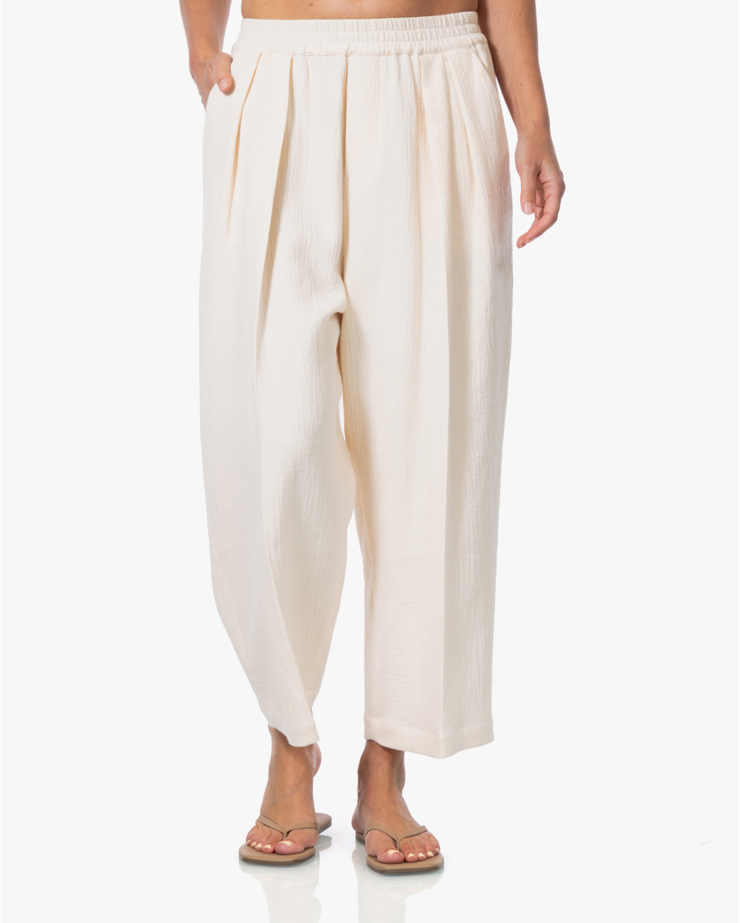 Kick Gestructureerde Pull-on Pantalon Ecru