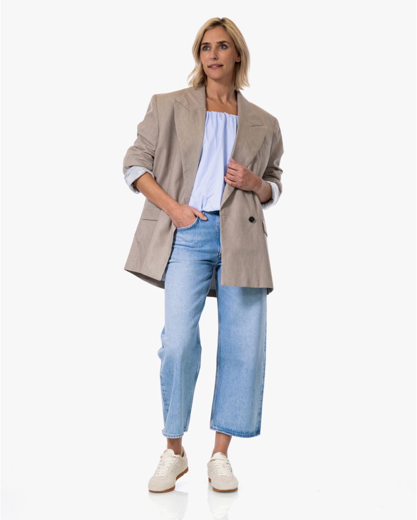 Now Off-shoulder Bubble Blouse Lichtblauw