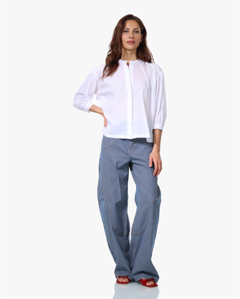 Julie Concealed Placket Blouse Bianco