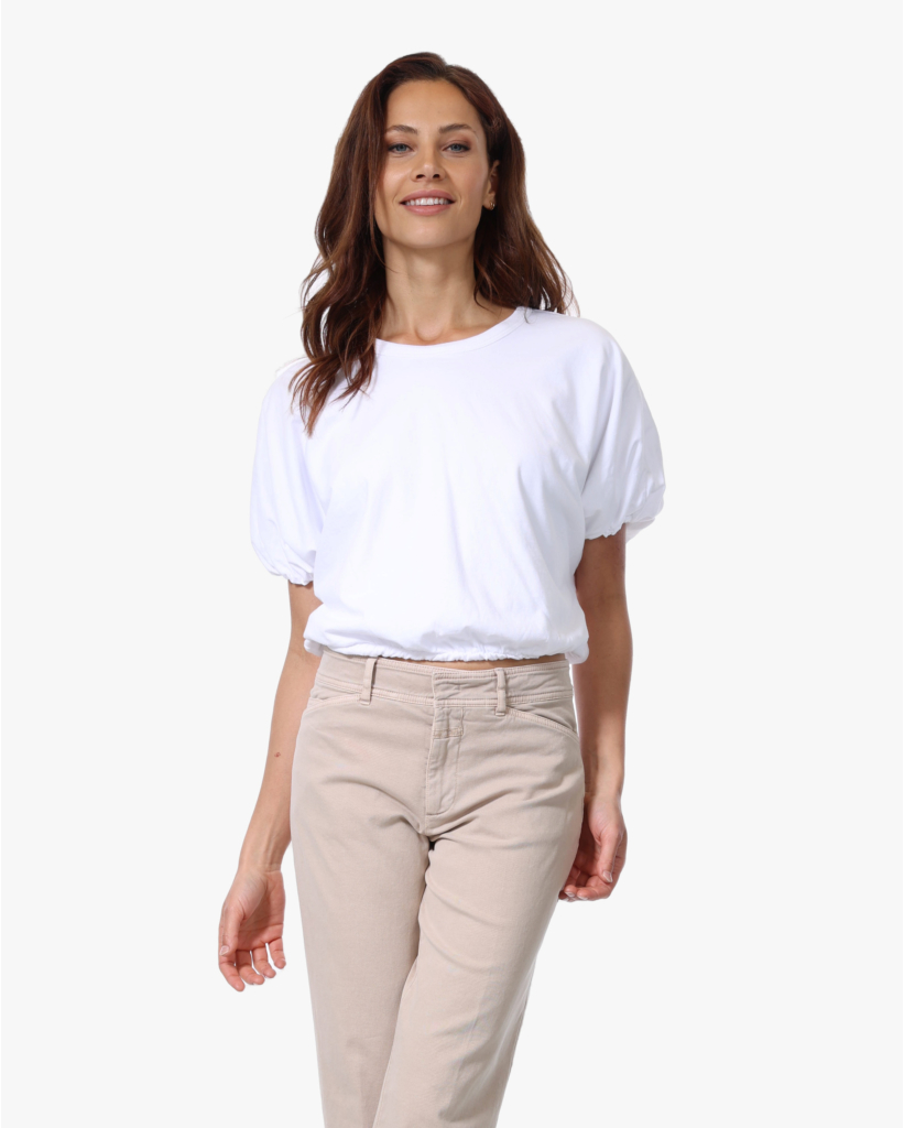 Gia Cropped Bubble Tee Wit