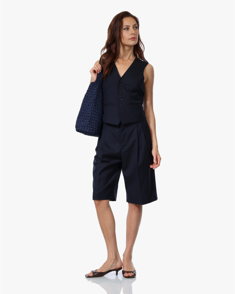 Pleated Short Dark Navy