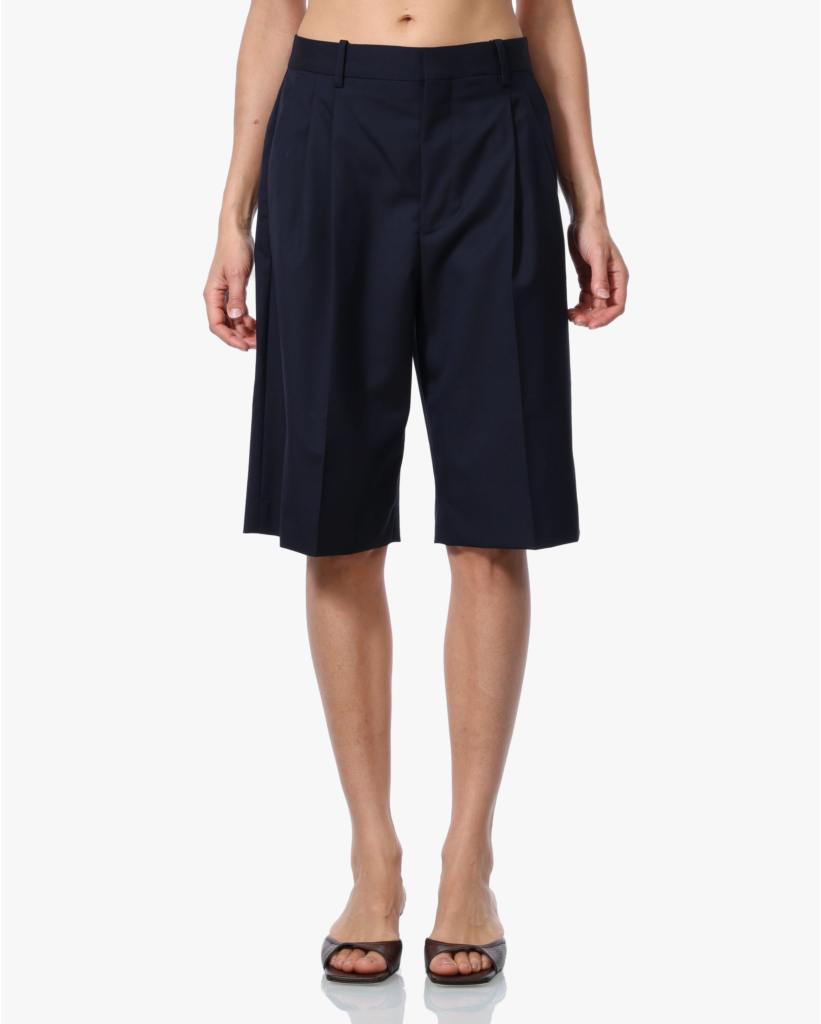 Pleated Short Dark Navy