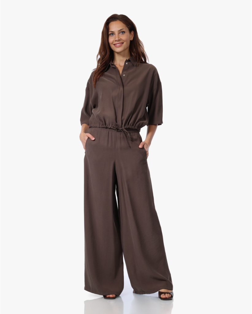 Lanaiy Blouse Korte Mouw Bruin 