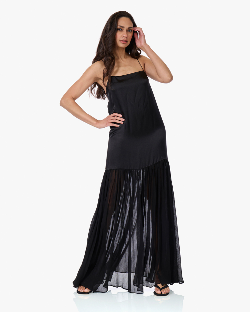 Clementine Zijdemix Jurk Zwart