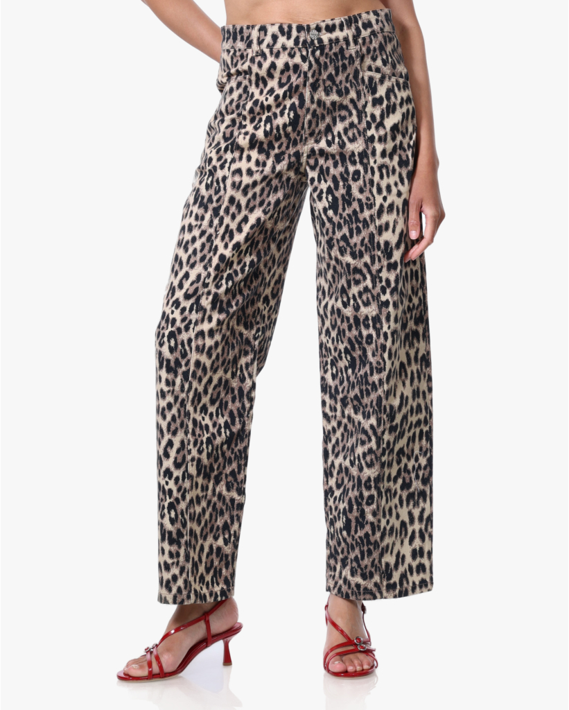Nara Jeans Wide Leg Leopard Bruin