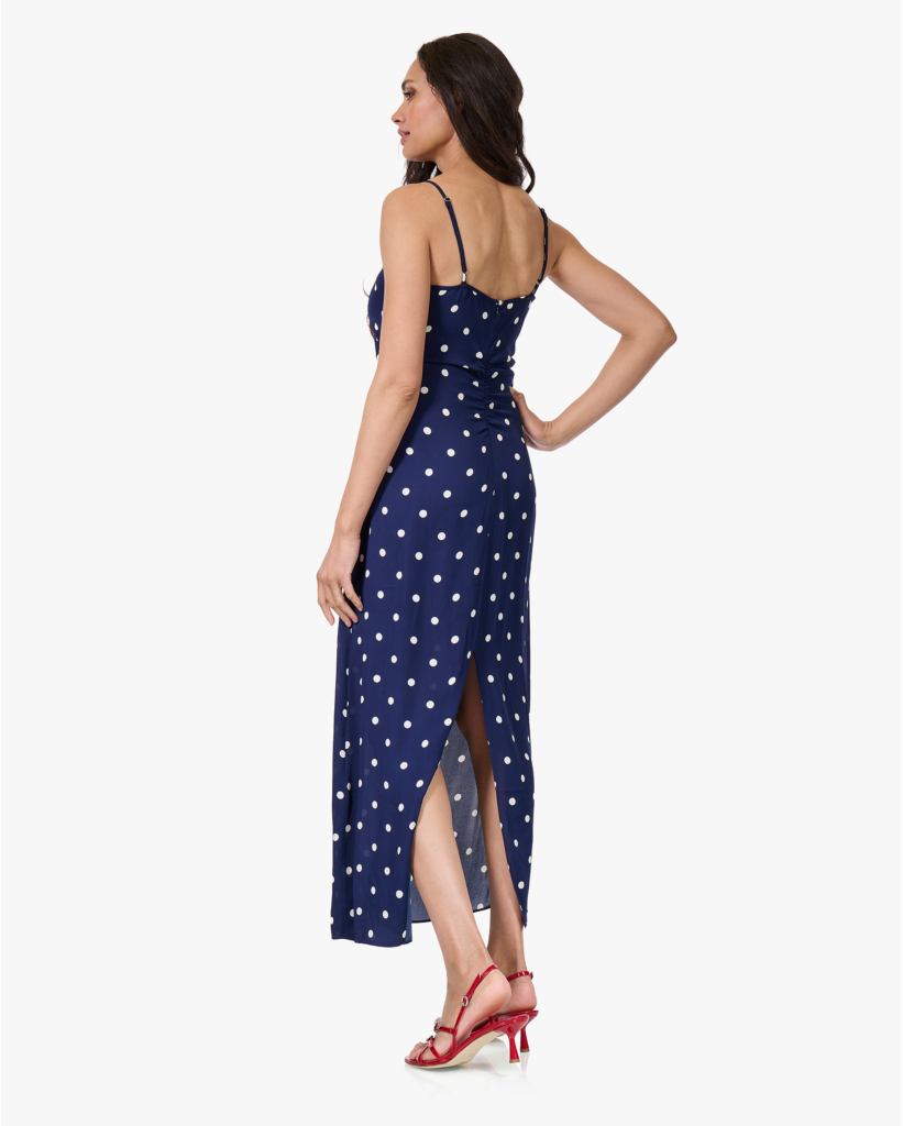 Atalia Polkadot Crêpe Jurk Navy