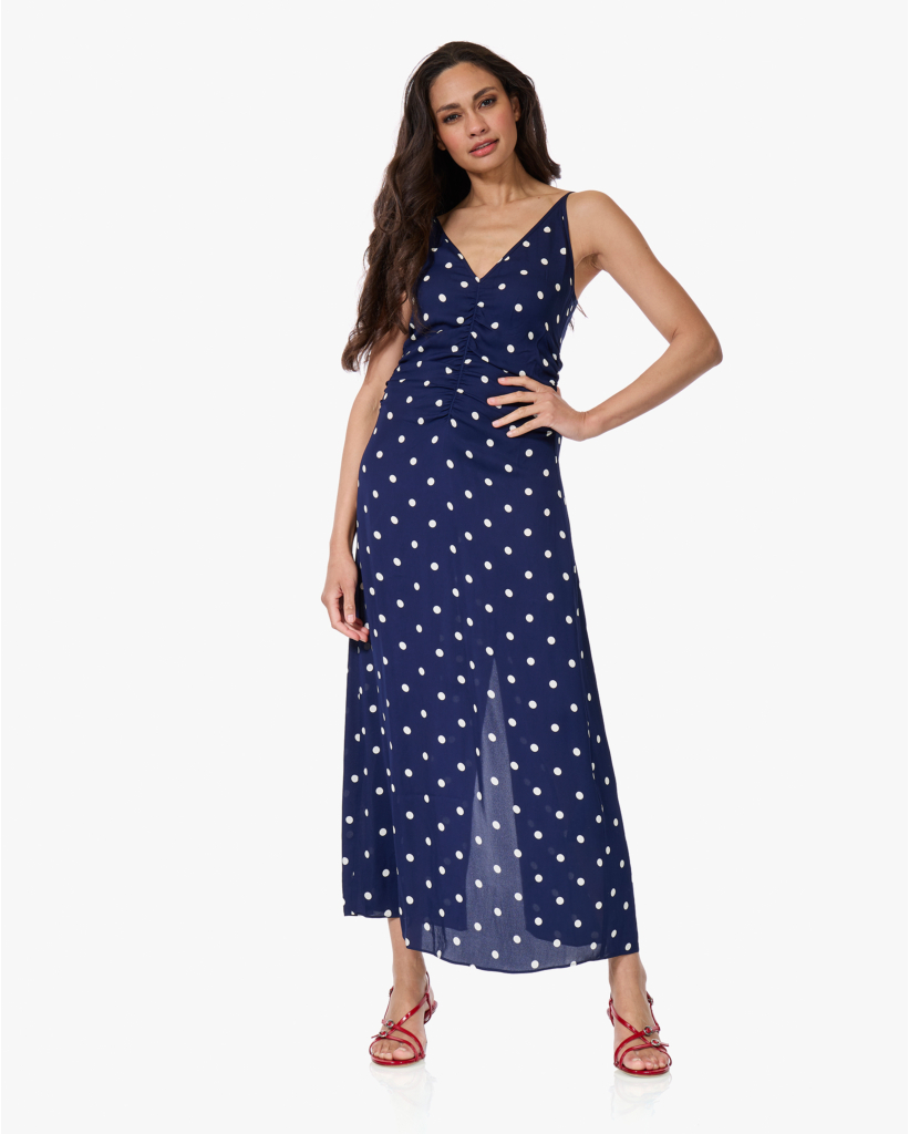 Atalia Polkadot Crêpe Jurk Navy