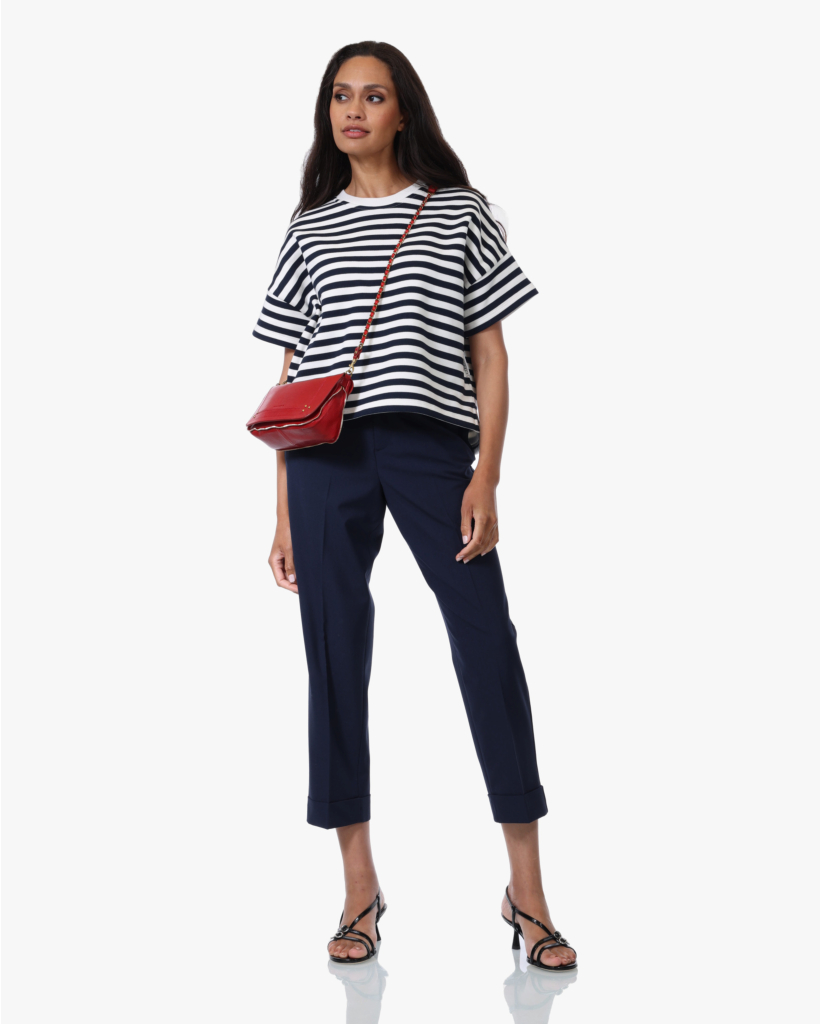 Cropped Gestreept Sweatshirt Dark Night