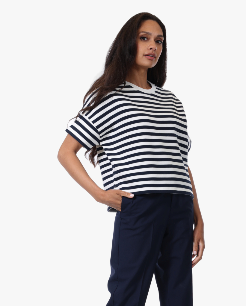 Cropped Gestreept Sweatshirt Dark Night