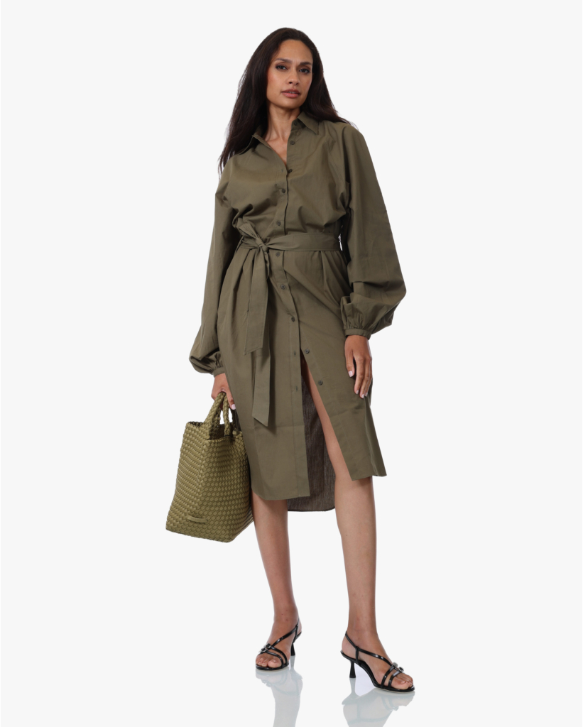 Midi Blouse-jurk met Ceintuur Cipresse Green