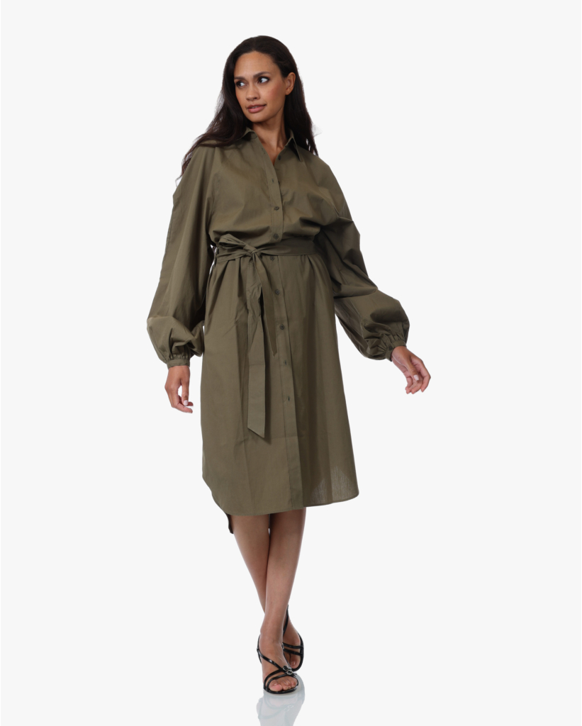 Midi Blouse-jurk met Ceintuur Cipresse Green