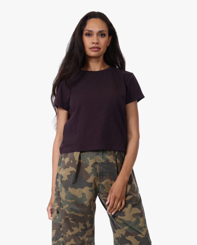 Adine Shrunken Katoenen T-shirt Eggplant