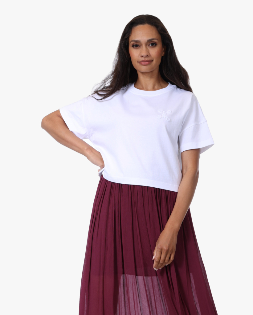Cropped T-shirt met Logo Wit