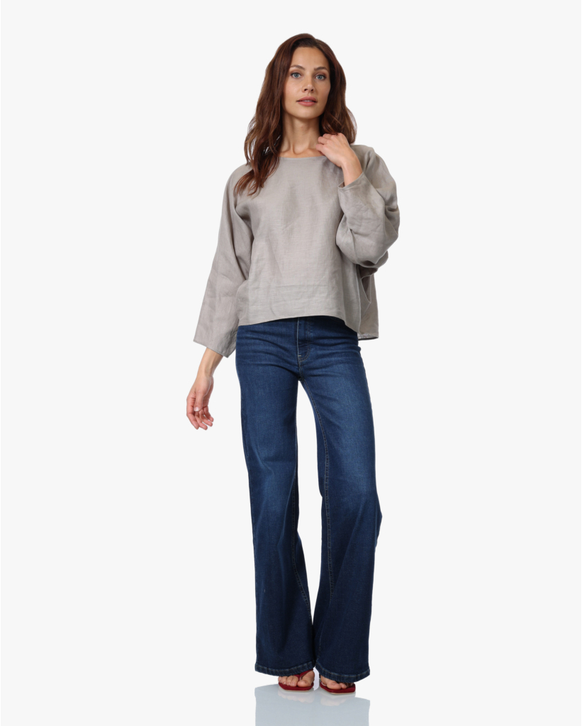 Niali Blouse met Driekwart Mouw Kaki