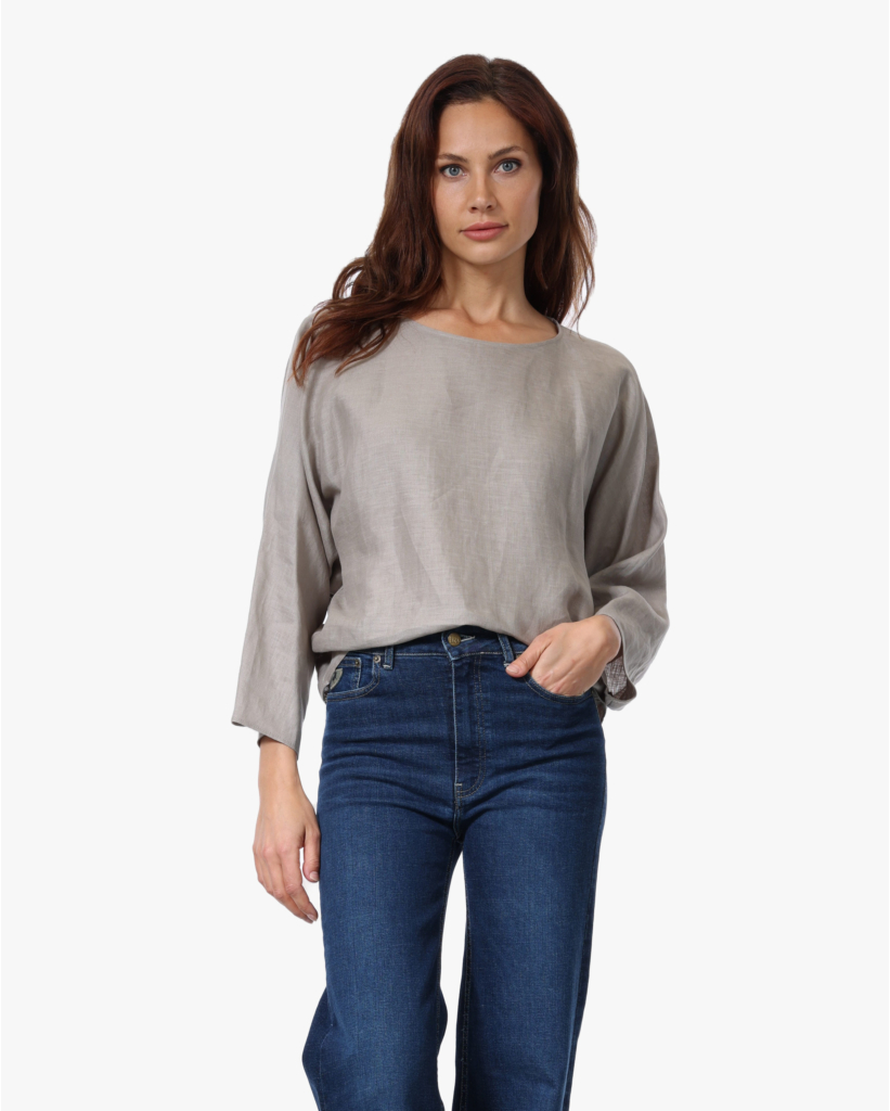 Niali Blouse met Driekwart Mouw Kaki