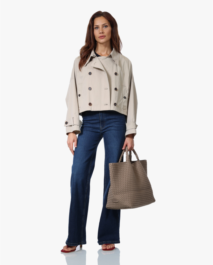 Helsby Korte Katoenmix Trenchcoat Beige 