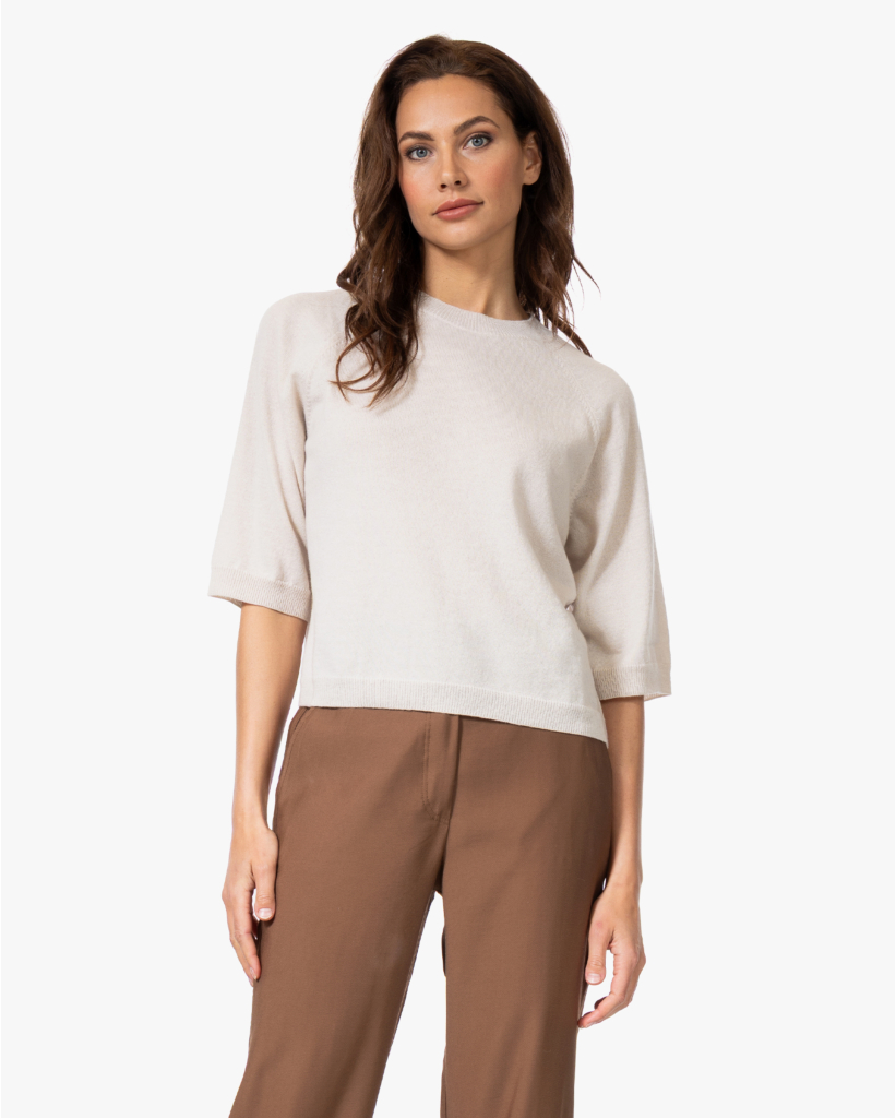 Wol-Cashmere Raglan Trui Soft Dune