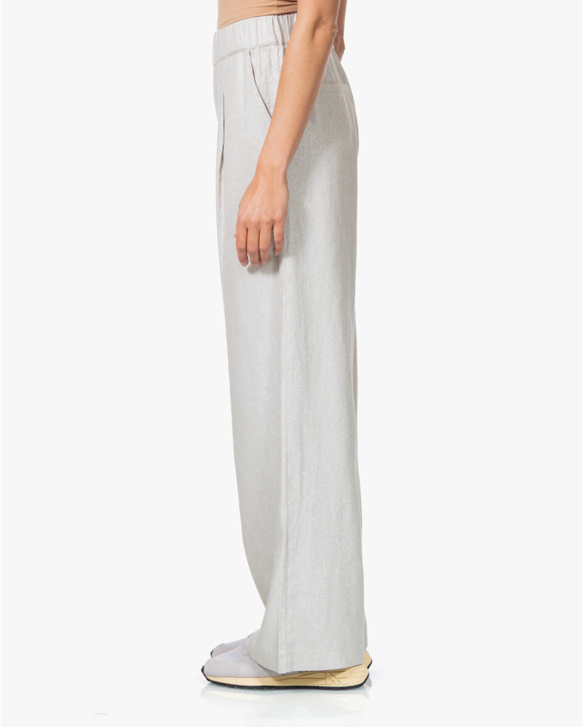 Linnenmix Pantalon met Lurex Silver Line 